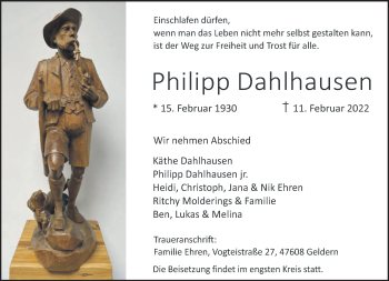 Traueranzeige von Philipp Dahlhausen 