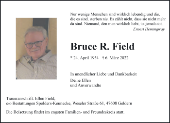 Traueranzeige von Bruce R. Field 