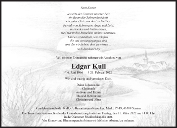 Traueranzeige von Edgar Kull 