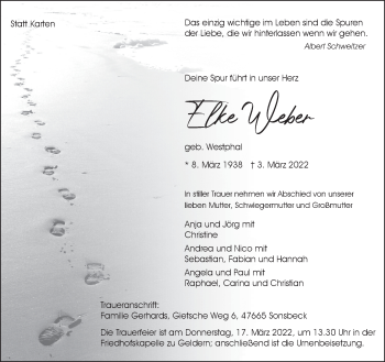 Traueranzeige von Elke Weber 