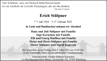 Traueranzeige von Erich Stülpner 