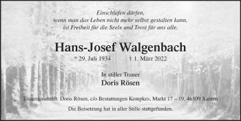 Traueranzeige von Hans-Josef Walgenbach 