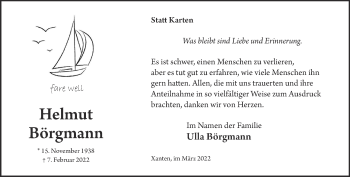 Traueranzeige von Helmut Börgmann 
