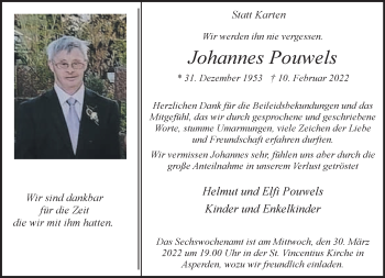 Traueranzeige von Johannes Pouwels 