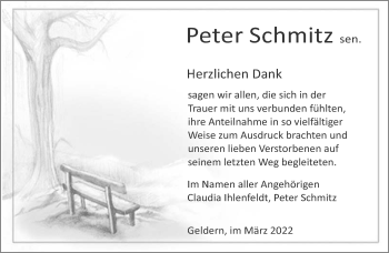 Traueranzeige von Peter Schmitz 
