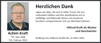 Traueranzeige von Achim Kraft 