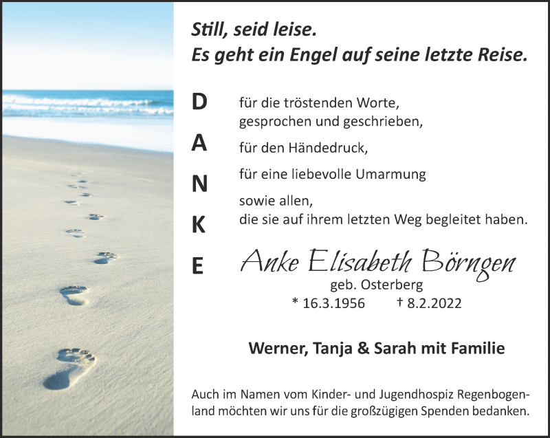  Traueranzeige für Anke Elisabeth Börngen vom 02.04.2022 aus 