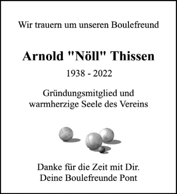 Traueranzeige von Arnold Thissen 