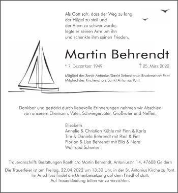Traueranzeige von Martin Behrendt 