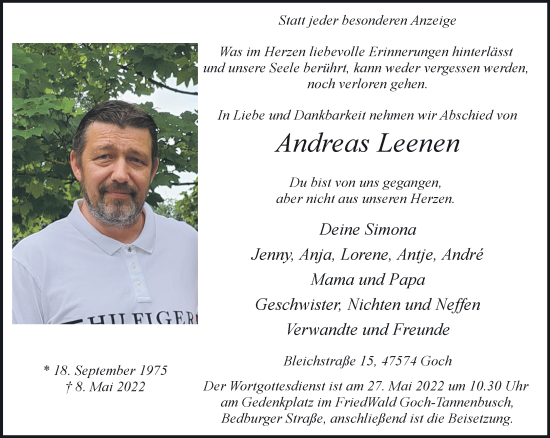 Traueranzeige von Andreas Leenen 
