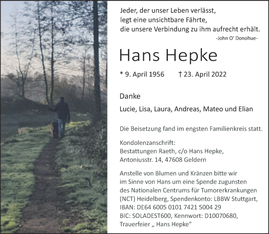 Traueranzeige von Hans Hepke 