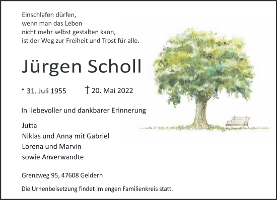 Traueranzeige von Jürgen Scholl 