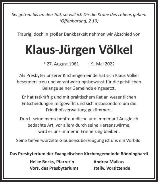 Traueranzeige von Klaus-Jürgen Völkel 