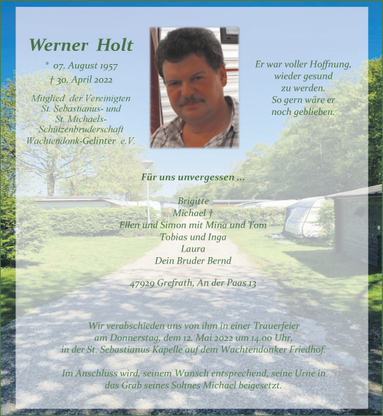 Traueranzeige von Werner Holt 