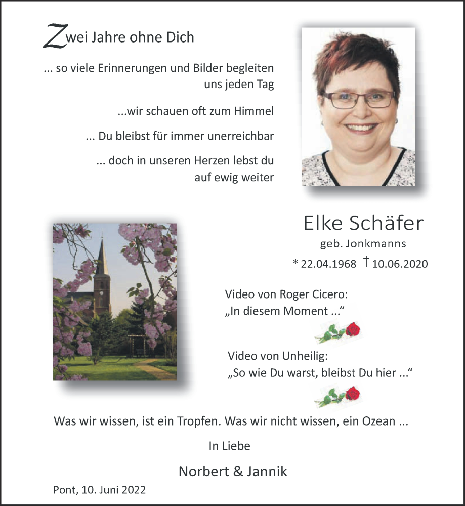  Traueranzeige für Elke Schäfer vom 11.06.2022 aus 