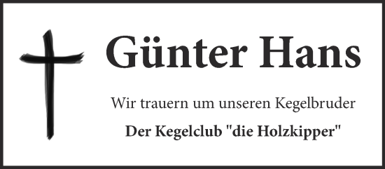 Traueranzeige von Günter Hans 