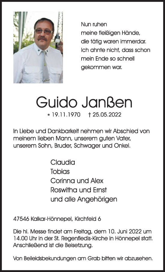 Traueranzeige von Guido Janßen 