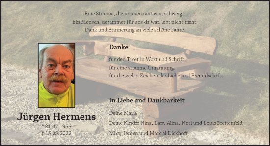 Traueranzeige von Jürgen Hermens 