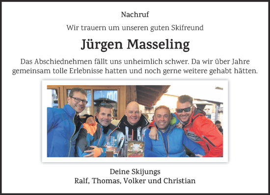 Traueranzeige von Jürgen Masseling 