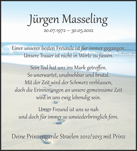 Traueranzeige von Jürgen Masseling 