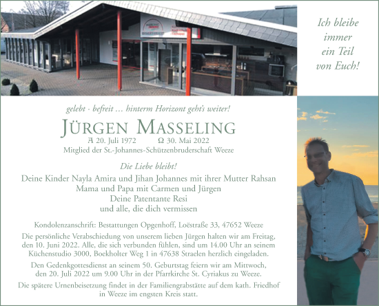 Traueranzeige von Jürgen Masseling 