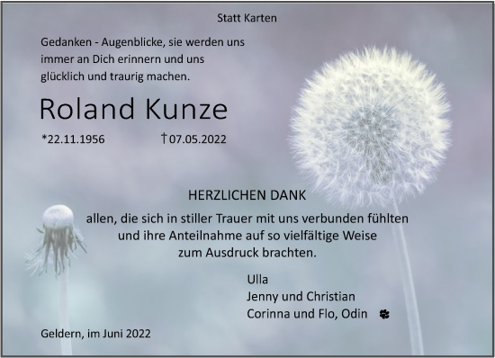 Traueranzeige von Roland Kunze 
