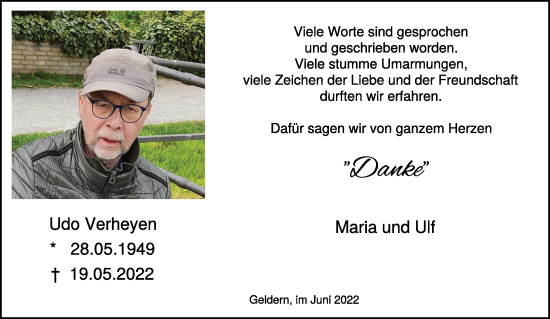 Traueranzeige von Udo Verheyen 