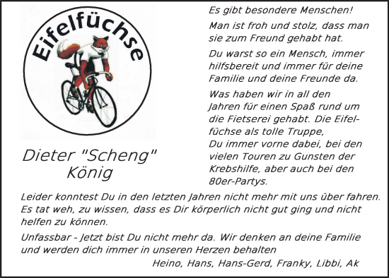 Traueranzeige von Dieter König 