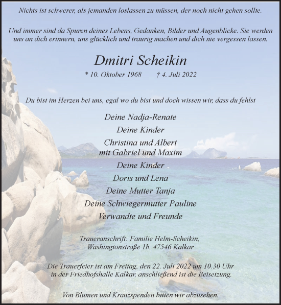 Traueranzeige von Dmitri Scheikin 