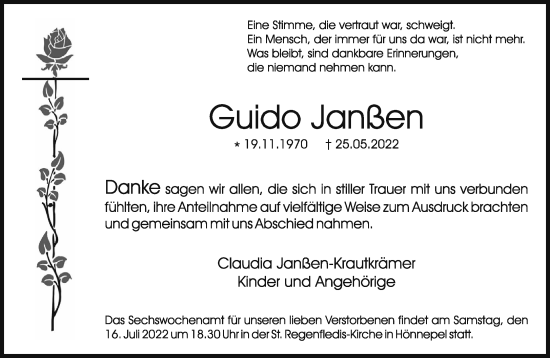 Traueranzeige von Guido Janßen 