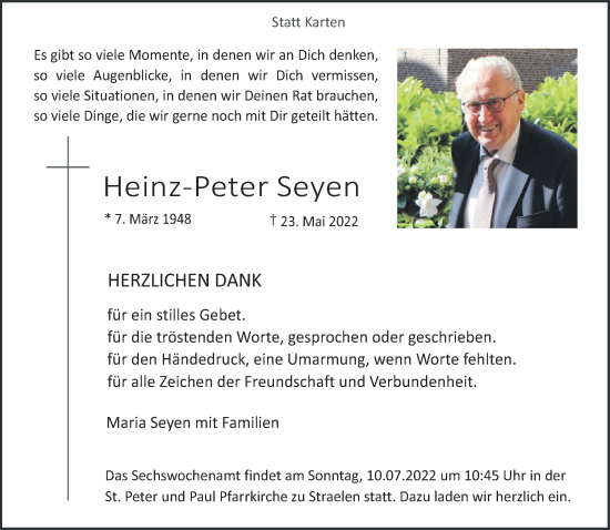 Traueranzeige von Heinz-Peter Seyen 