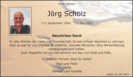 Traueranzeige von Jörg Scholz 