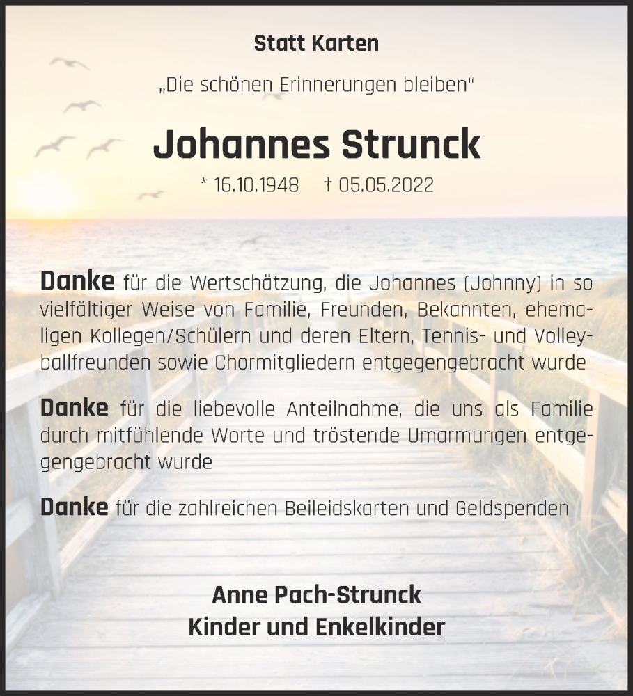  Traueranzeige für Johannes Strunck vom 02.07.2022 aus 