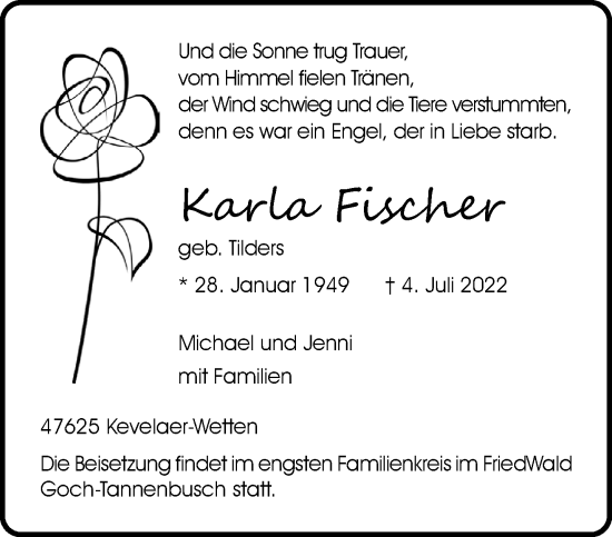 Traueranzeige von Karla Fischer 