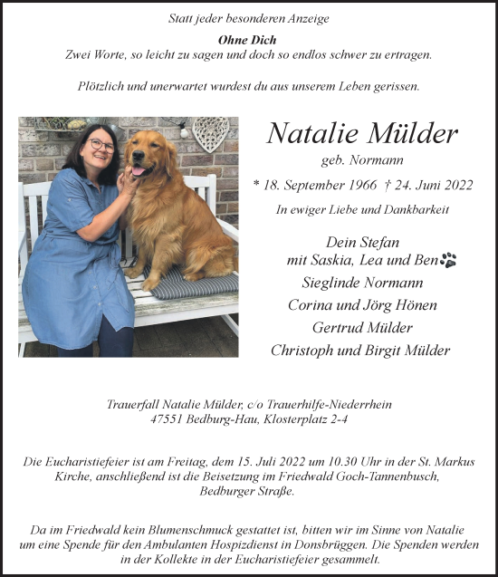 Traueranzeige von Natalie Mülder 
