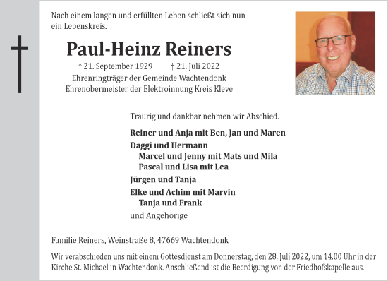Traueranzeige von Paul-Heinz Reiners 