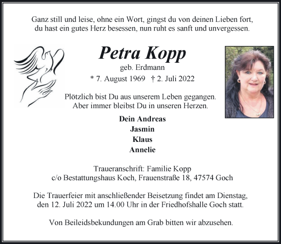 Traueranzeige von Petra Kopp 