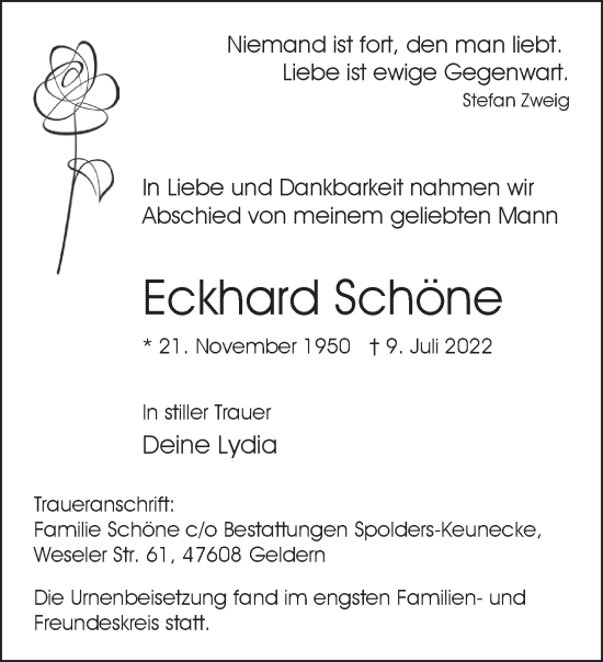 Traueranzeige von Eckhard Schöne 