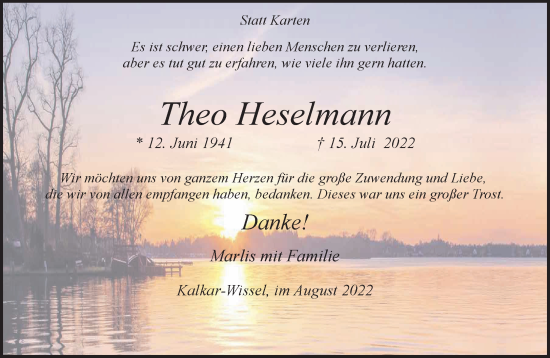 Traueranzeige von Theo Heselmann 
