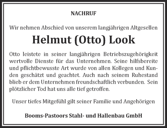 Traueranzeige von Helmut Look 