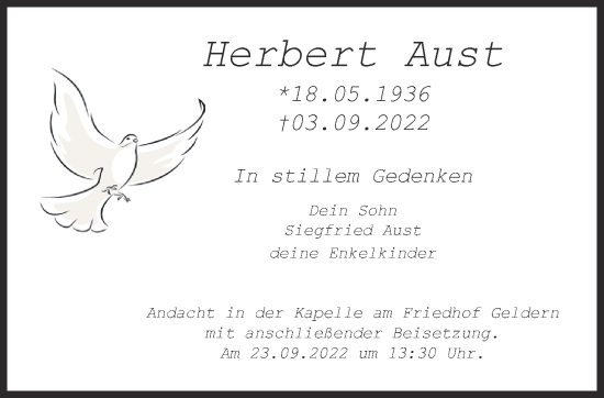 Traueranzeige von Herbert Aust 