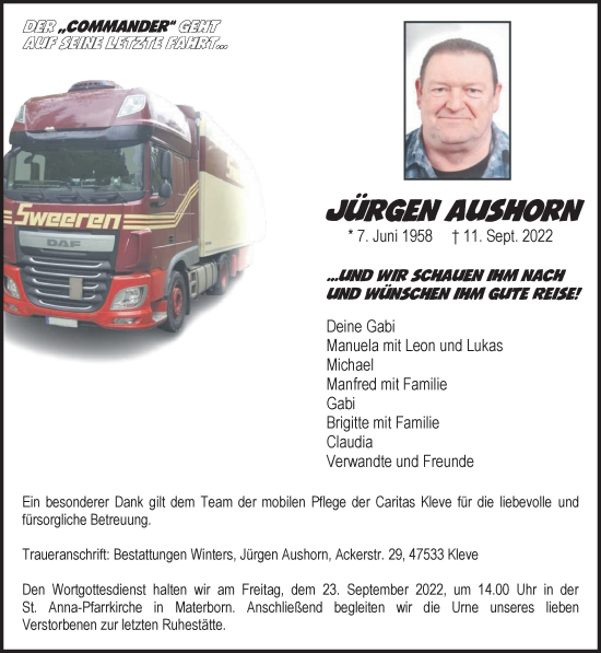 Traueranzeige von Jürgen Aushorn 