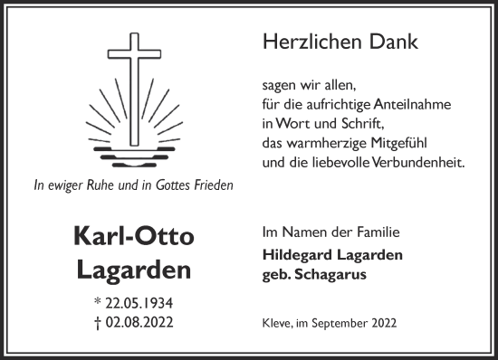 Traueranzeige von Karl-Otto Lagarden 