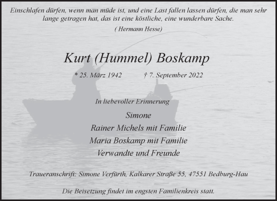 Traueranzeige von Kurt Boskamp 