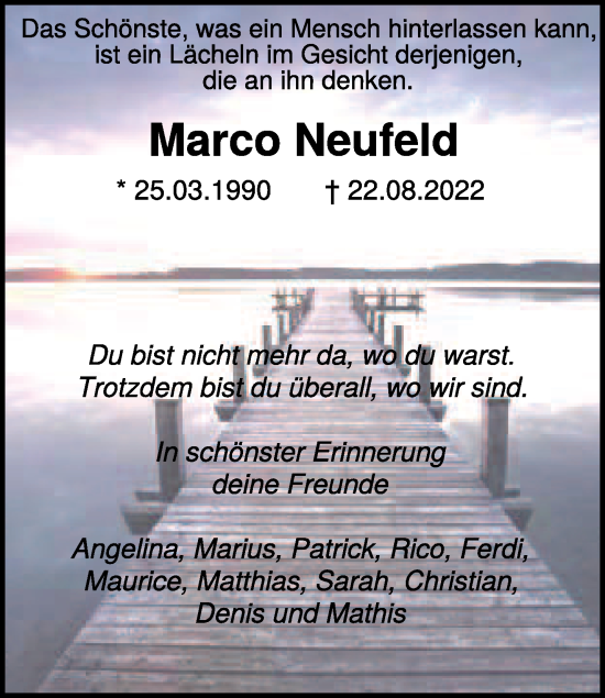 Traueranzeige von Marco Neufeld 