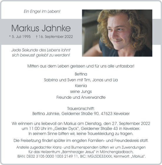 Traueranzeige von Markus Jahnke 