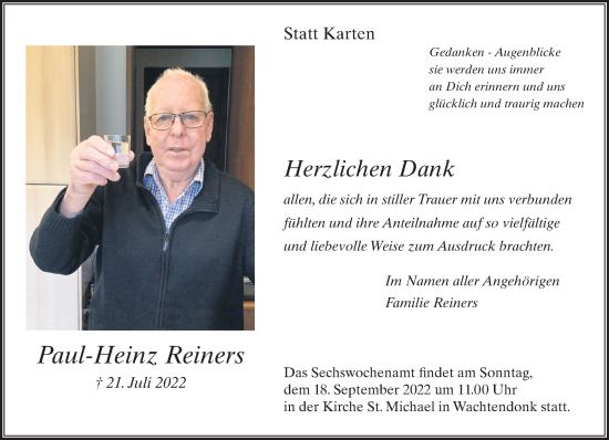 Traueranzeige von Paul-Heinz Reiners 