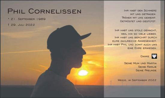 Traueranzeige von Phil Cornelissen 