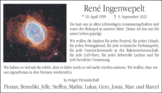 Traueranzeige von René Ingenwepelt 