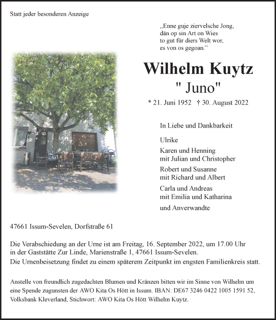 Traueranzeige von Wilhelm Kuytz 